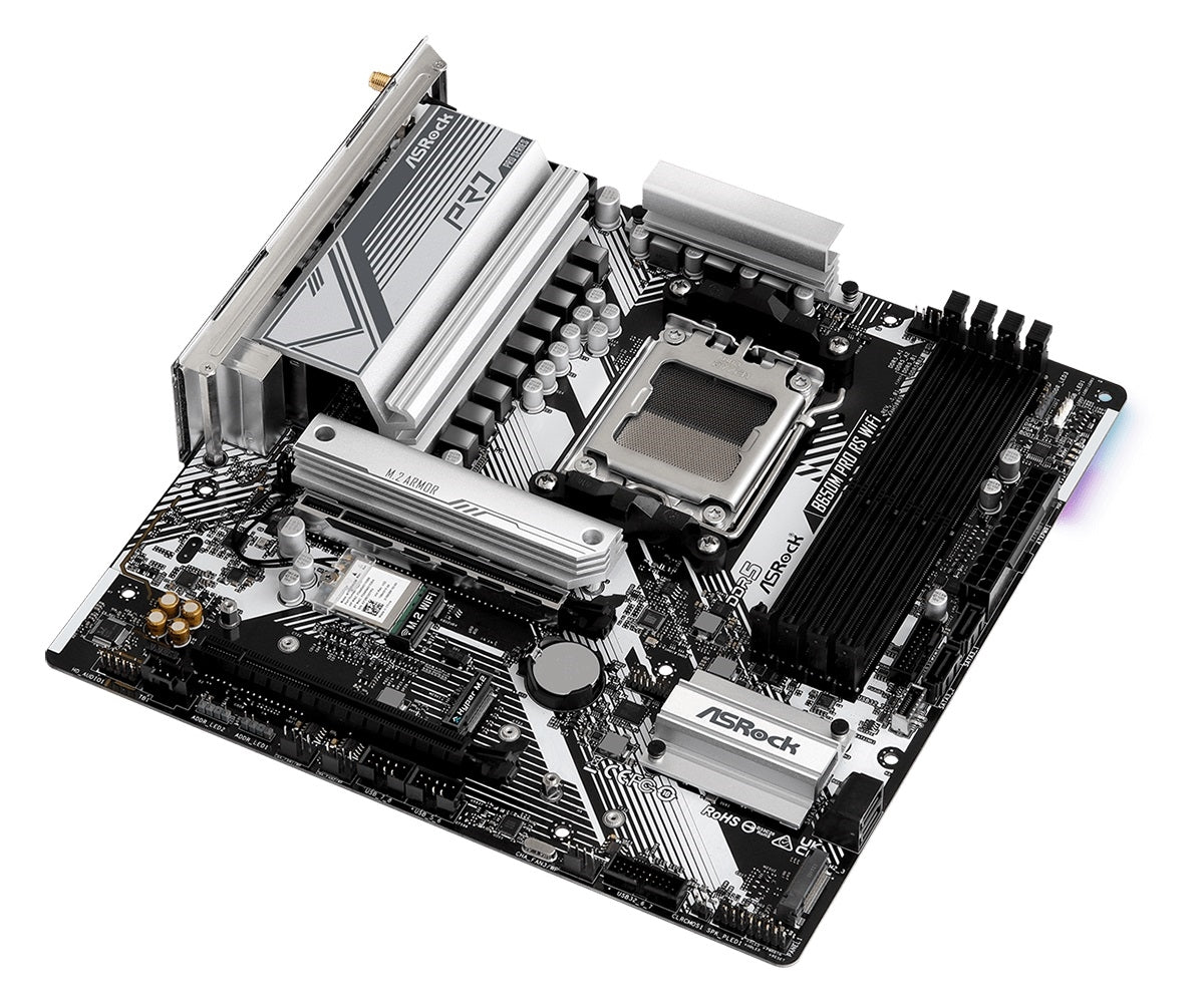 ASRock B650M Pro RS WiFi Motherboard - AMD B650 AM5 Max128GB DDR5 PCIe Micro ATX