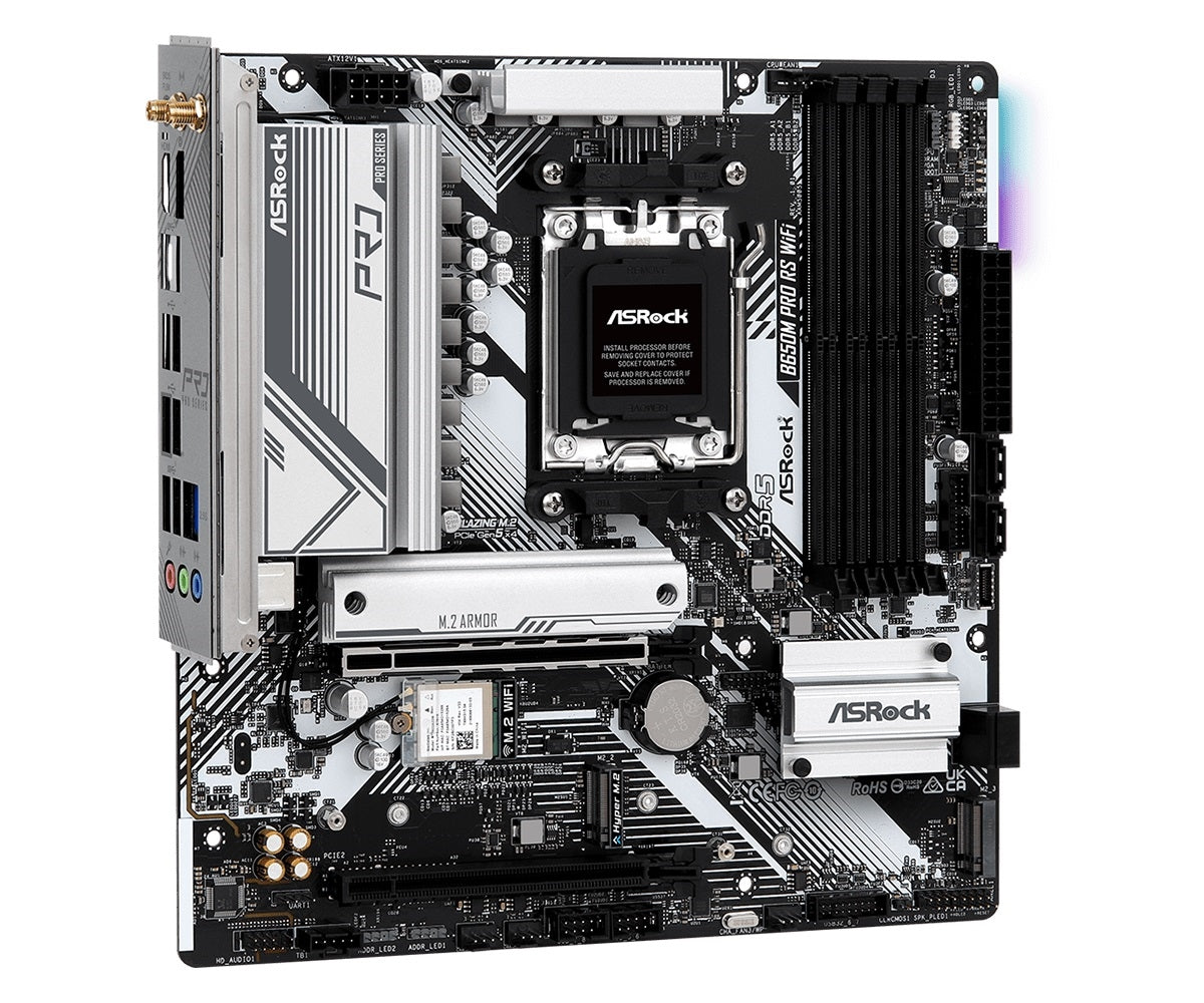 ASRock B650M Pro RS WiFi Motherboard - AMD B650 AM5 Max128GB DDR5 PCIe Micro ATX