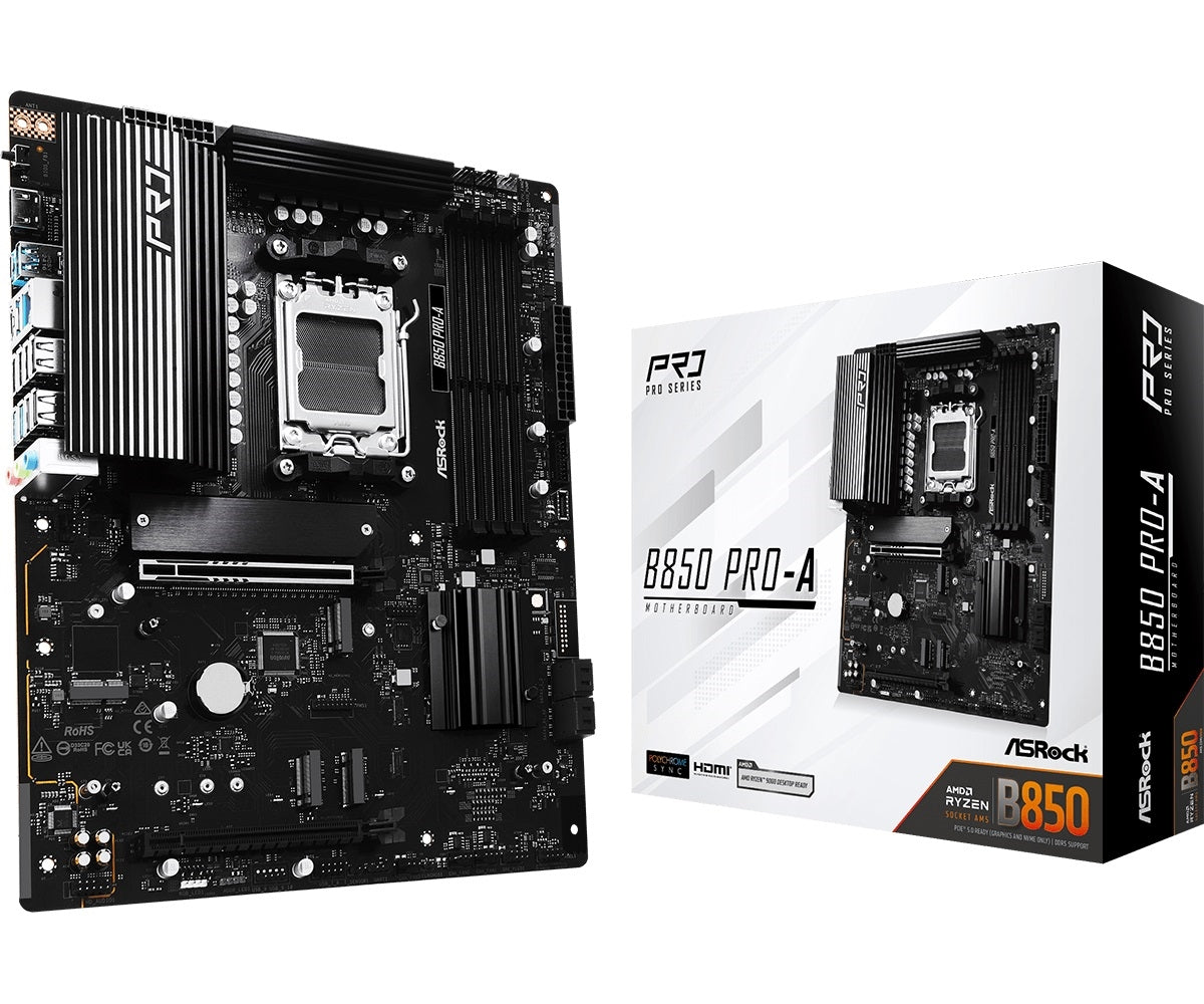 ASRock B850 Pro-A Motherboard - AMD B850 AM5 Max256GB DDR5 ATX Retail
