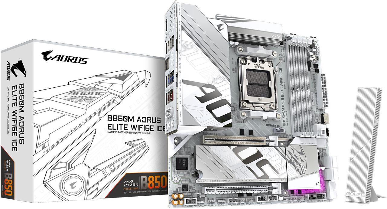 Gigabyte B850M A ELT WF6E ICE AMD AM5 LGA 1718 DDR5 Motherboard - mATX