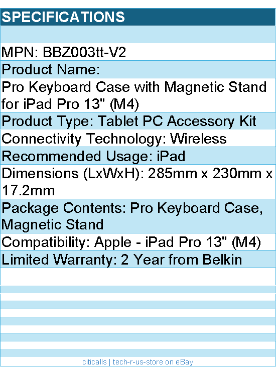 Belkin BBZ003tt-V2 Pro Keyboard Case with Magnetic Stand for iPad Pro 13" (M4)