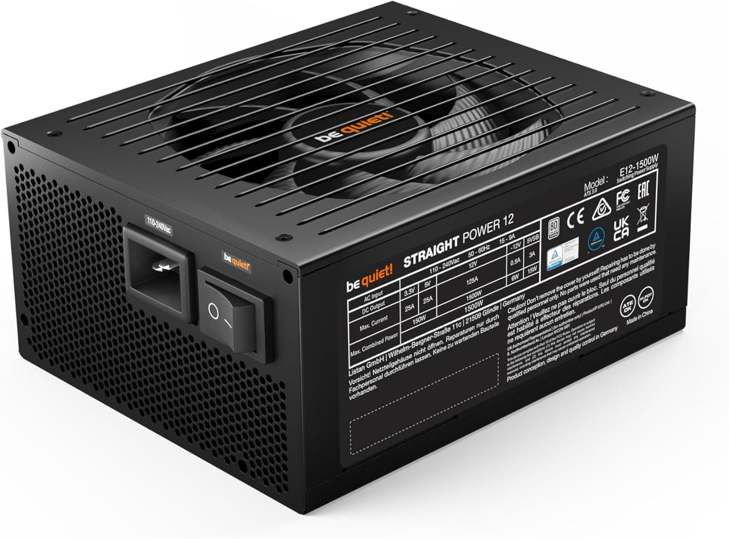 be quiet! BN518 Power Supply - 1500W STRAIGHT POWER 12 ATX3.0 80Plus Platinum