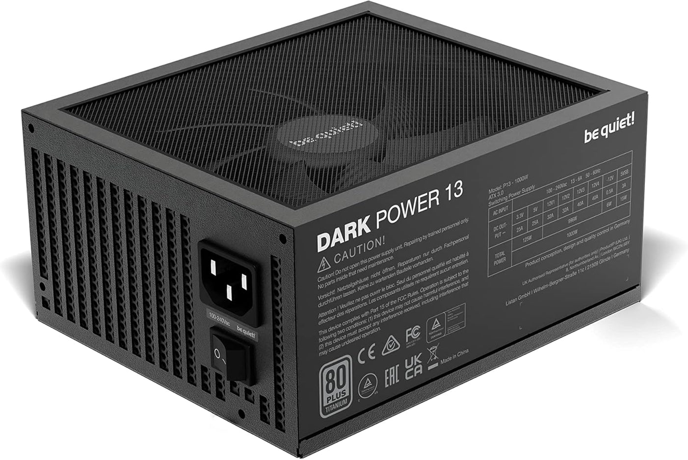 be quiet! BN661 Power Supply - 1000W DARK POWER 13K ATX3.0 80Plus Titanium Black