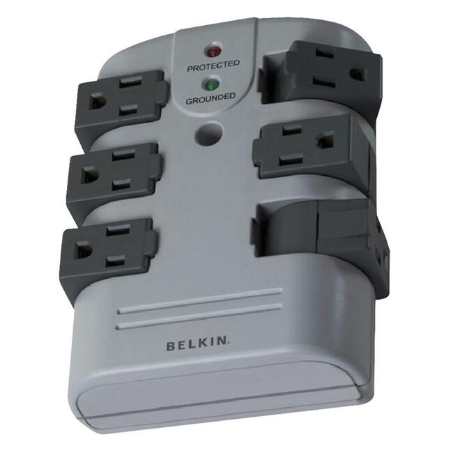 Belkin BP106000 6 Outlet Pivot Plug Surge Protector - Wall Mounted - 1080 Joules