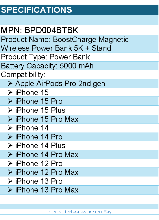Belkin BPD004btBK Magnetic Wireless Power for iPhone 13 Pro, iPhone 12 - 5K mAh