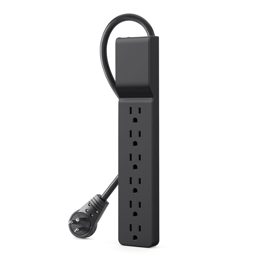 Belkin BSE60006BLK3P 6 Outlet Surge Protector with 6ft Power Cord - 600 Joules