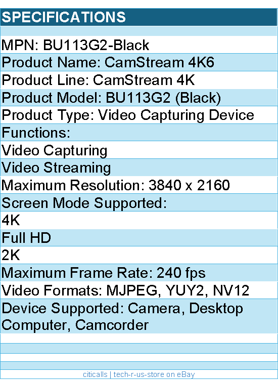 AVerMedia BU113G2-Black BU113G2 CamStream 4K Capture Card