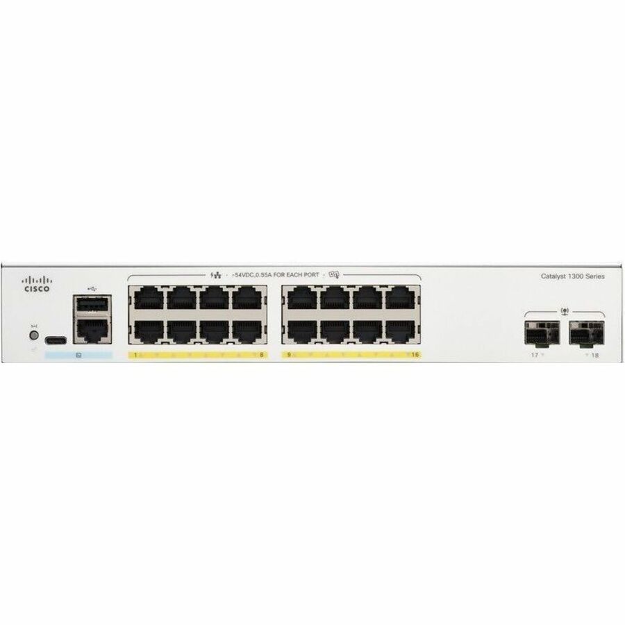 Cisco C130016P2G Catalyst C1300-16P-2G Ethernet Switch - 16 Ports - Manageable