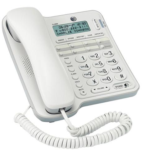 AT&T CL2909 White Corded SpeakerPhone with Caller ID Call Waiting LCD Display