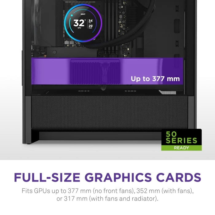 NZXT CC-H31FB-01 Computer Case - H3 FLOW Mid Tower Tinted TG Black Retail