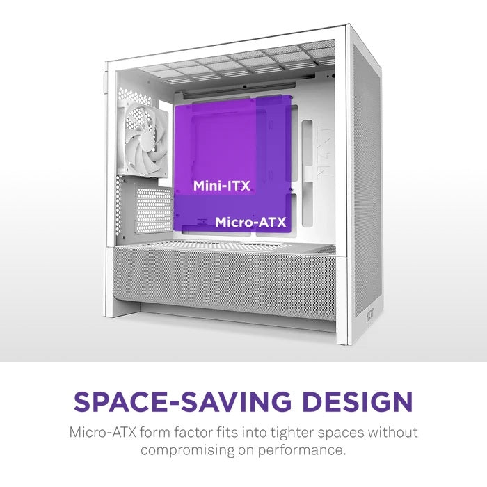 NZXT CC-H31FW-01 Computer Case - H3 FLOW Mid Tower Clear Tinted TG White Retail