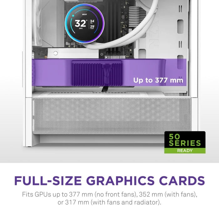 NZXT CC-H31FW-01 Computer Case - H3 FLOW Mid Tower Clear Tinted TG White Retail