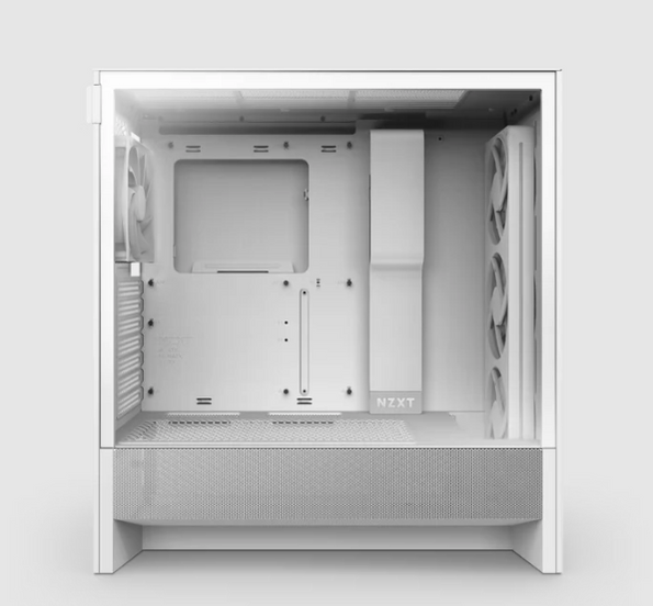 NZXT CC-H52FW-R1 Computer Case - H5 FLOW RGB Mid Tower Ultra-Clear TG White