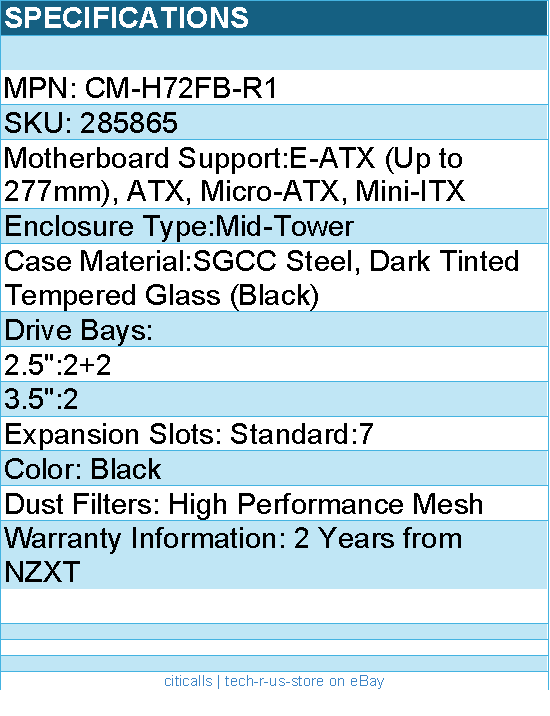 NZXT CM-H72FB-R1 Computer Case - H7 FLOW RGB (2024) Black MidTower Retail