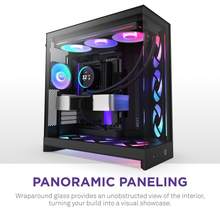 NZXT CM-H92FB-P1 Computer Case - H9 FLOW RGB+ Mid Tower Tinted TG Black Retail