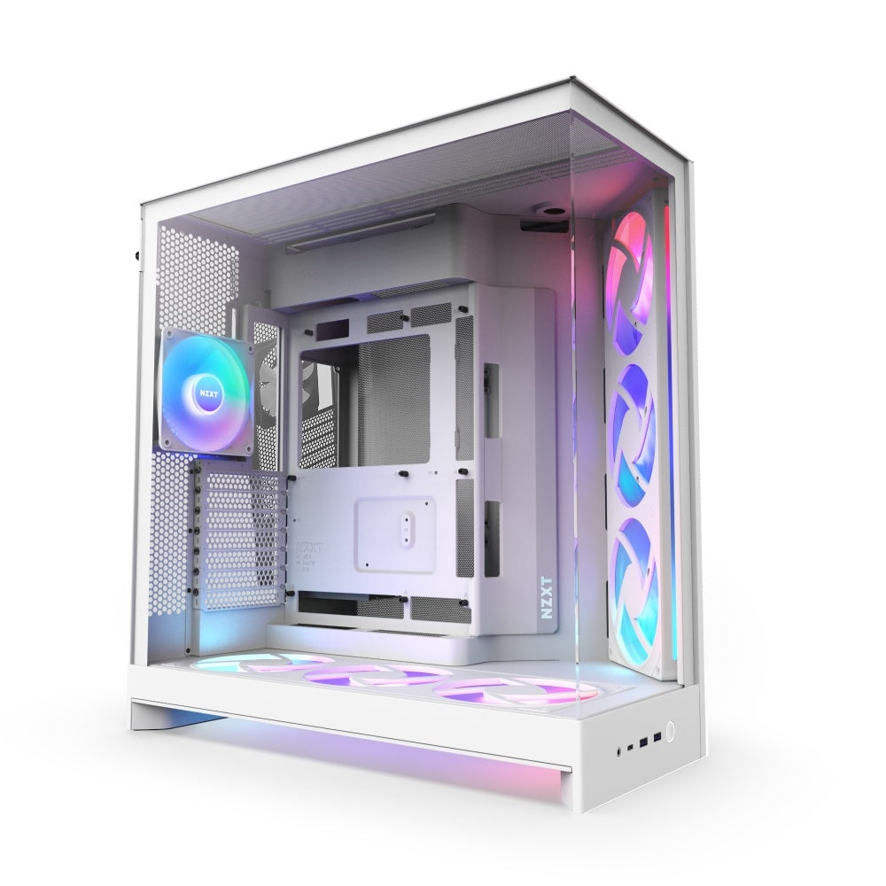 NZXT CM-H92FW-P1 Computer Case - H9 FLOW RGB+ Mid Tower Clear TG White Retail