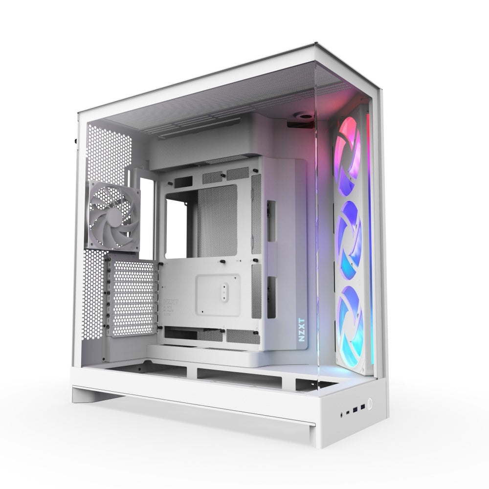 NZXT CM-H92FW-R1 Computer Case - H9 FLOW RGB Mid Tower Clear TG White Retail