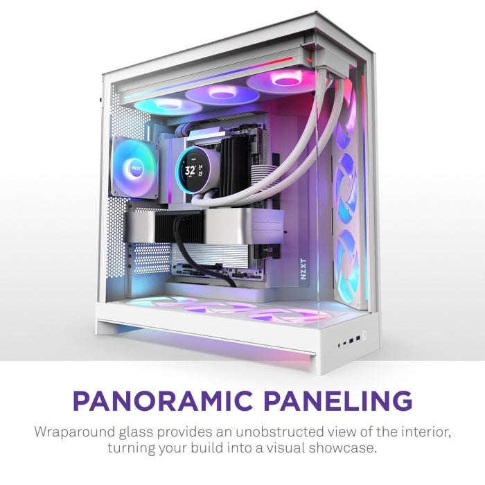 NZXT CM-H92FW-R1 Computer Case - H9 FLOW RGB Mid Tower Clear TG White Retail