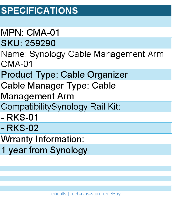 Synology CMA-01 Cable Management Arm Retail for RKS-02