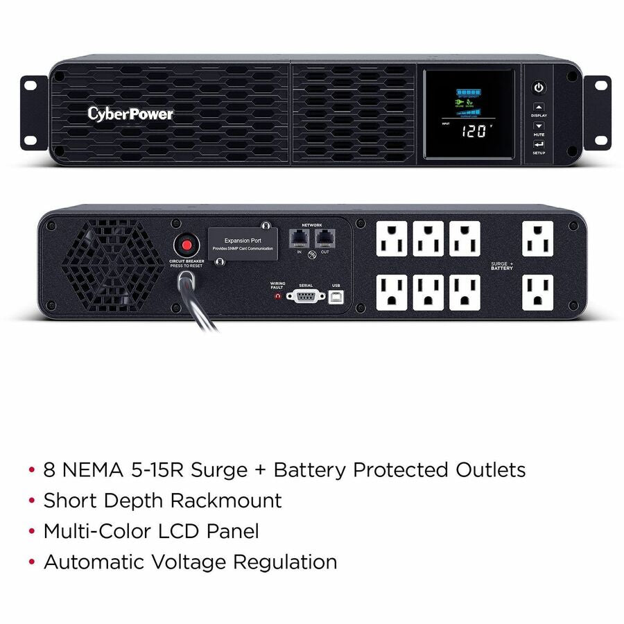 CyberPower CP1500PFCRM2U PFC Sinewave UPS Systems - 1500VA/1000W, 120 VAC
