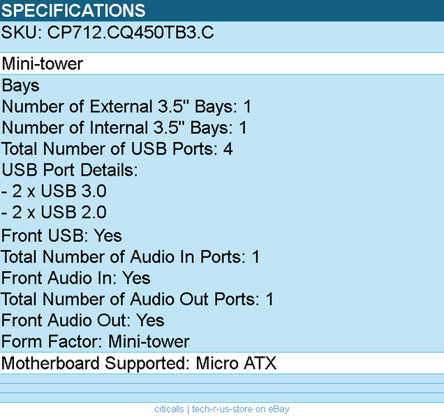 In-Win CP712.CQ450TB3.C Mini Tower Micro-ATX - Computer Case