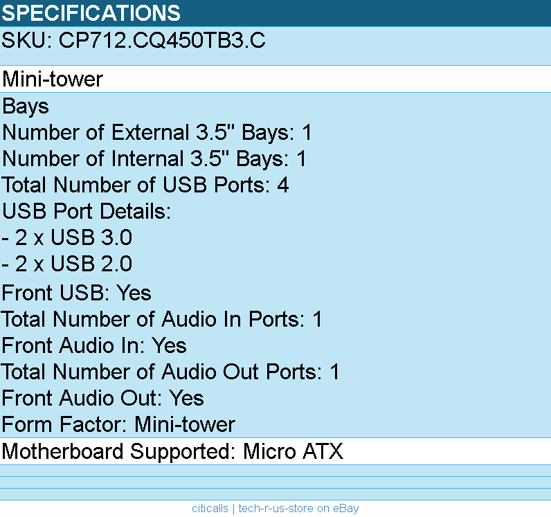 In-Win CP712.CQ450TB3.C Mini Tower Micro-ATX - Computer Case