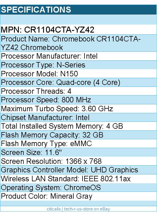 ASUS CR1104CTA-YZ42 11.6" Rugged Chromebook - Intel N-Series N150 - Mineral Gray