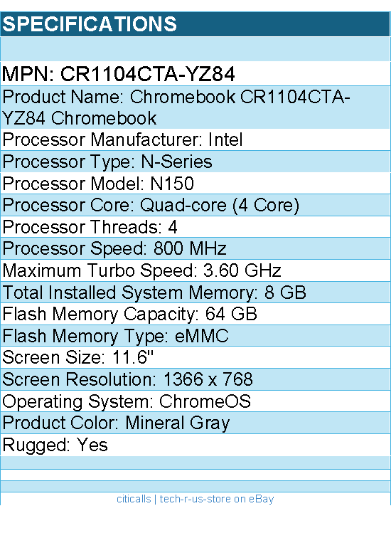ASUS CR1104CTA-YZ84 11.6" Rugged Chromebook - 8 GB - Mineral Gray