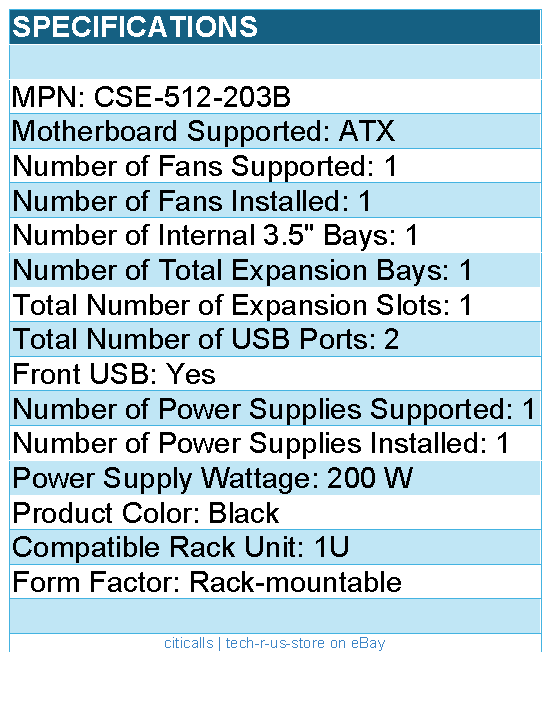 Supermicro CSE-512-203B Case - 1U 200W 1x3.5inch SAS SATA 1x10cm FAN Black RTL