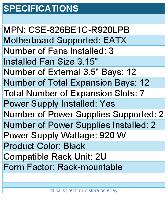 Supermicro CSE-826BE1C-R920LPB Case - 2U 12x3.5 HS SAS SATA 80+P 920W RPS EATX