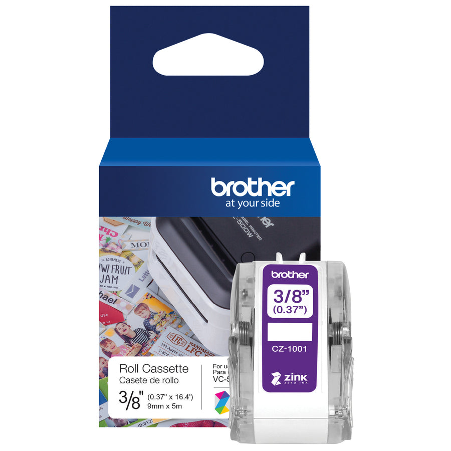 Brother CZ1001 Genuine 3/8" (0.37") 9mm wide x 16.4 ft. (5 m) long label roll