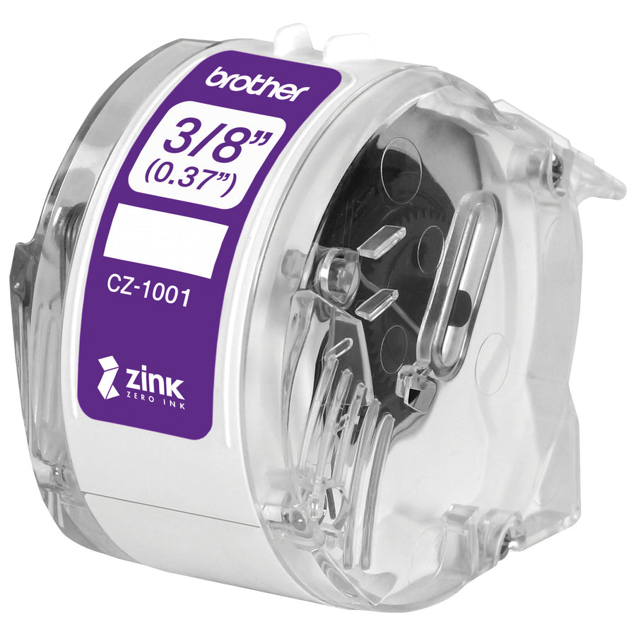 Brother CZ1001 Genuine 3/8" (0.37") 9mm wide x 16.4 ft. (5 m) long label roll