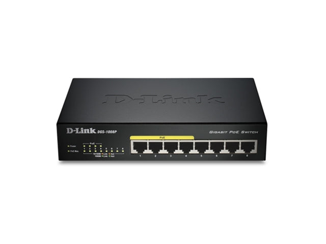 D-Link DGS-1008P Switch - 8Port Gigabit Unmanaged Desktop with 4 PoE Ports RTL