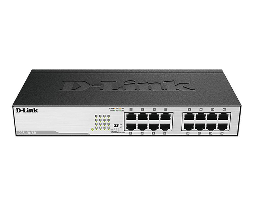 D-Link DGS-1016D 16P 10 100 1000 Gigabit Swith Rackmount Desktop