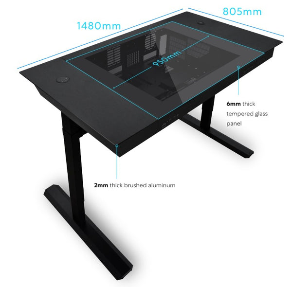 Lian Li DK07X Motorized Standing Computer Case Workflow Desk for 2 PC Systems