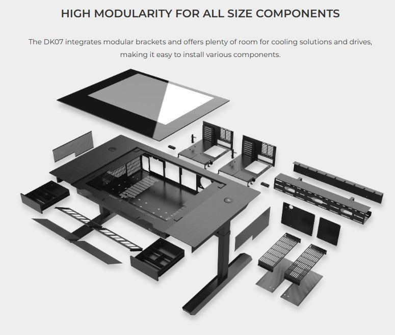 Lian Li DK07X Motorized Standing Computer Case Workflow Desk for 2 PC Systems