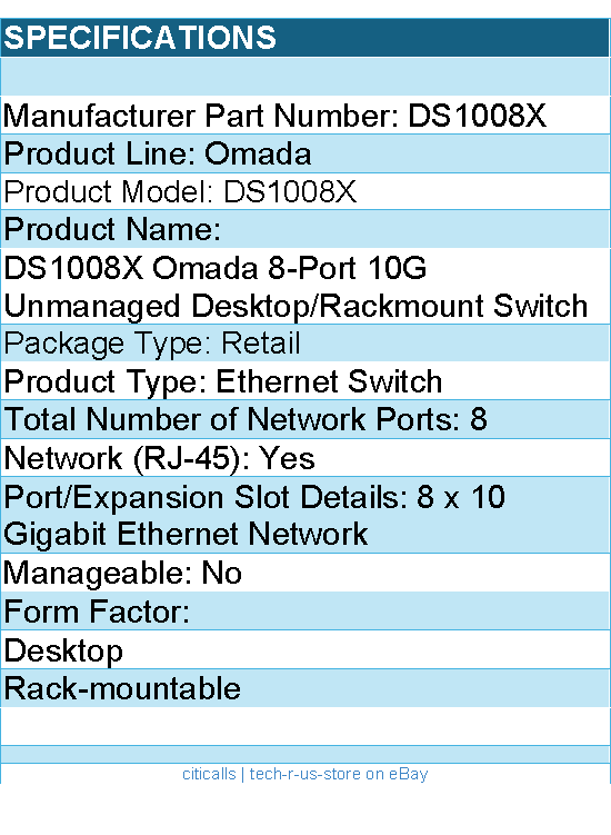 TP-Link DS1008X Omada 8-Port 10G Multi-Gigabit Switch Retail