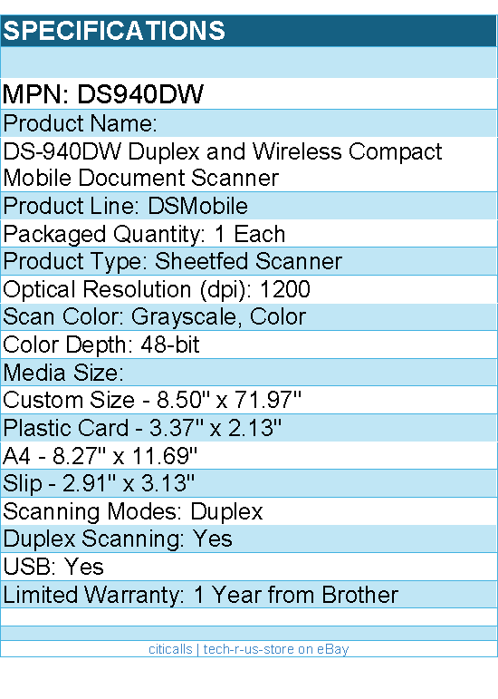 Brother DS940DW DSMobile DS-940DW Sheetfed Scanner - 1200 dpi Optical