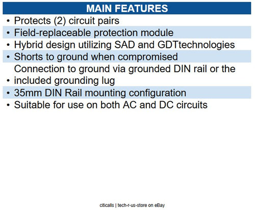 Ditek DTK-DR24B Low Voltage DIN Rail Surge Protector for 24V circuit pairs
