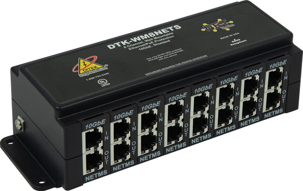 Ditek DTK-WM8NETS 8 Channel Wall Mount POE Ethernet Protector