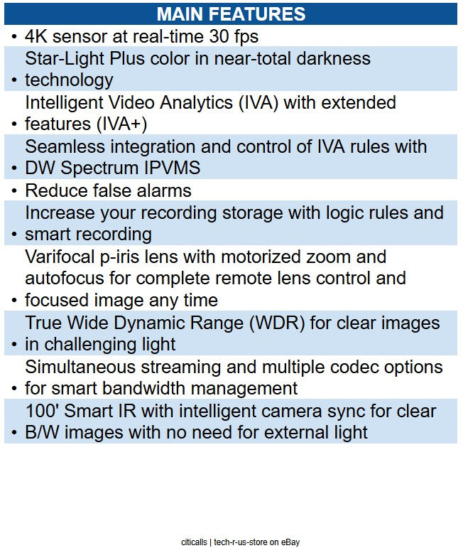 Digital Watchdog DWC-MVD8WIATW MEGApixIVA 4K IR Vandal Ball IP Camera 2.7-13.5mm