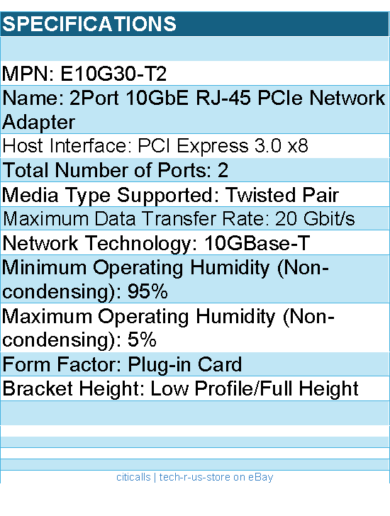Synology E10G30-T2 2Port 10GbE RJ-45 PCIe Network Adapter Retail