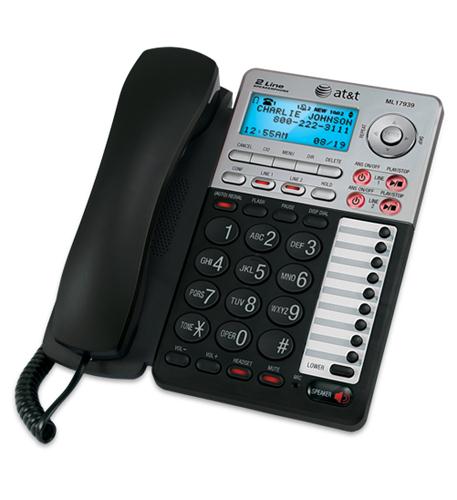 AT&T ML17939 2-Line Corded Telephone System Caller ID/Call Waiting Answering