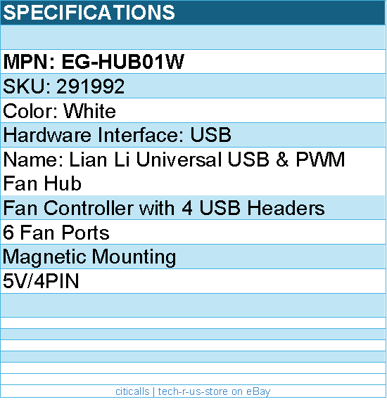 Lian-Li EG-HUB01W Accessory - External USB and fan Hub White Retail