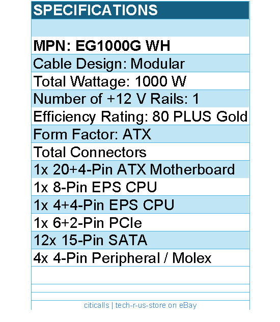 Lian-Li PS EG1000G WH 1000W 80+ Gold White with Hub Full Modular ATX Retail