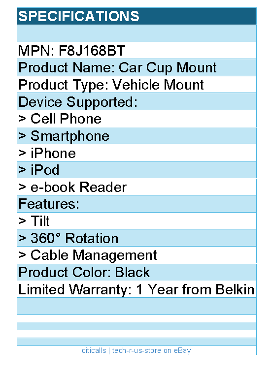 Belkin F8J168bt Vehicle Mount for Cell Phone, Smartphone, iPhone, iPod