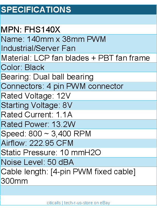 Silverstone FHS140X Case Fan - 140 x 140 x 38mm Black LCP fan blade Retail