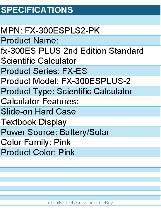 Casio FX-300ESPLS2-PK fx-300ES PLUS 2nd Edition Standard Scientific Calculator