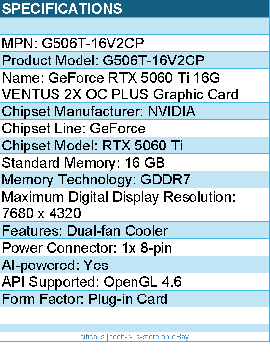 MSI G506T-16V2CP NVIDIA GeForce RTX 5060 Ti Graphic Card - 16 GB GDDR7