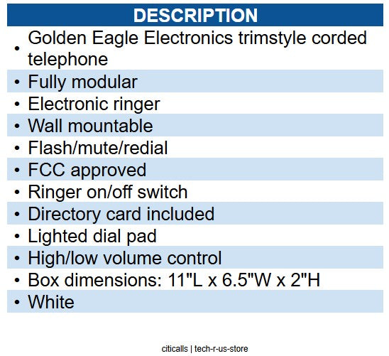 Golden Eagle GO-5303WH Trimstyle visual ringer WHITE